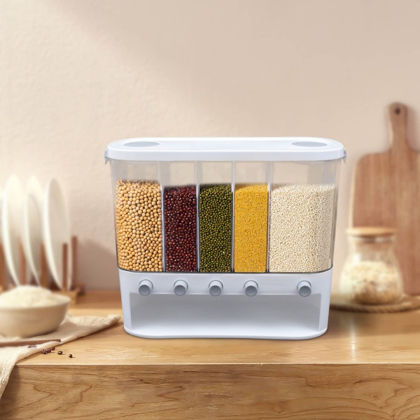 Distributeur de céréales mural 5 grilles pour cuisine, récipient alimentaire pour riz