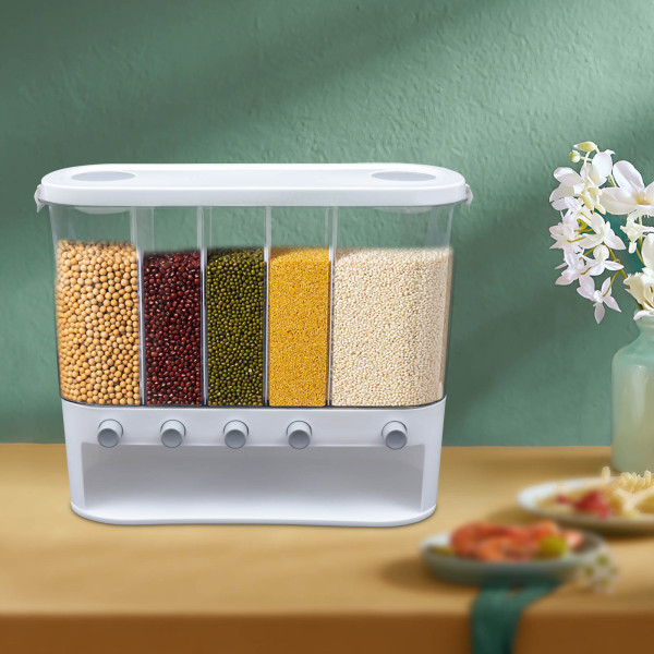 Distributeur de céréales mural 5 grilles pour cuisine, récipient alimentaire pour riz