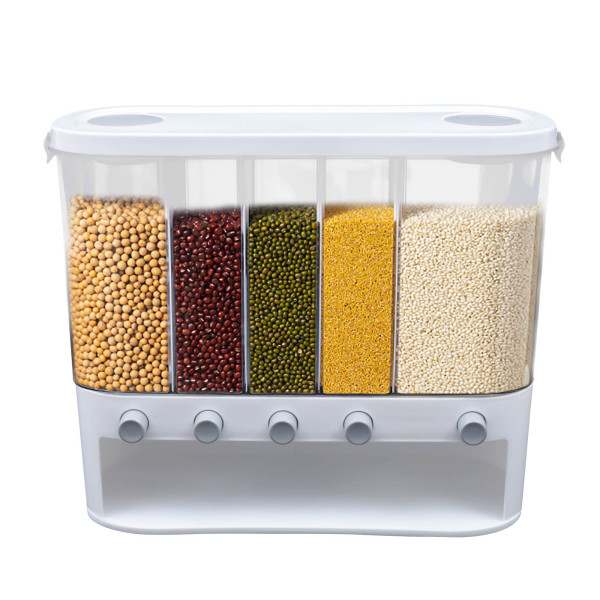 Distributeur de céréales mural 5 grilles pour cuisine, récipient alimentaire pour riz