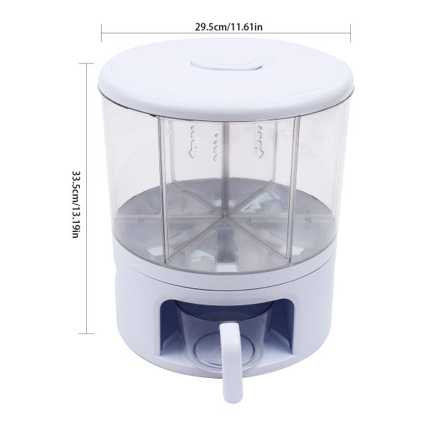 Distributeur de céréales de cuisine rotatif à 360 °, distributeur de céréales avec tasse à mesurer, récipient à céréales, capacité 11 kg/24 lbs
