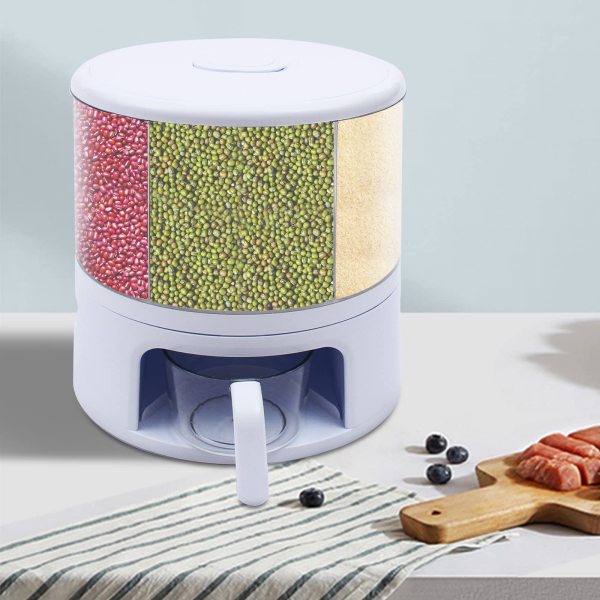 Distributeur de céréales de cuisine rotatif à 360 °, distributeur de céréales avec tasse à mesurer, récipient à céréales, capacité 11 kg/24 lbs Distributeur de céréales de cuisine rotatif à 360 °, distributeur de céréales avec tasse à mesurer, récipient à céréales, capacité 11 kg/24 lbs