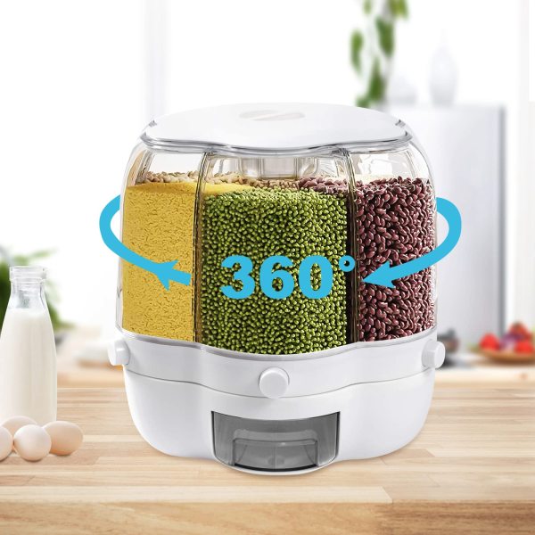 Distributeur de céréales 6 grilles Distributeur de céréales rotatif à 360° Distributeur de céréales de stockage de cuisine Distributeur de nourriture Distributeur de céréales 6 grilles Distributeur de céréales rotatif à 360° Distributeur de céréales de stockage de cuisine Distributeur de nourriture