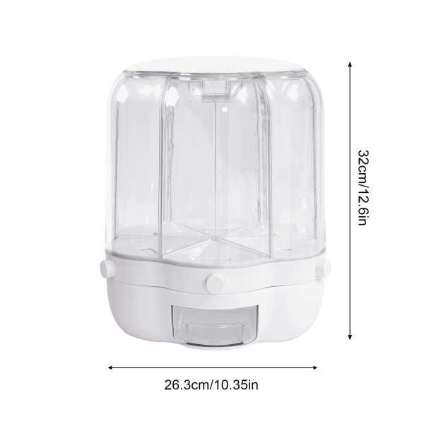 Distributeur de céréales de cuisine rotatif à 360 °, 6 grilles de seaux de voyage, récipient à céréales, capacité 12,5 kg