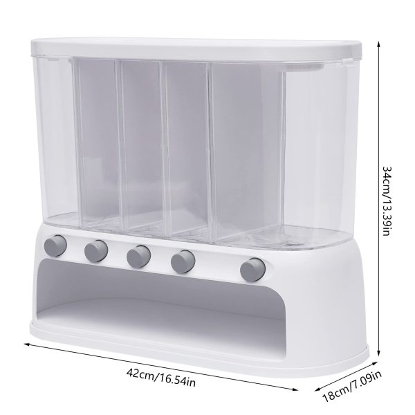Distributeur de Céréales à 5 Grilles - Avec Couvercle - Organiseur Séparé pour Bonbons, Haricots, Riz, Aliments Secs Distributeur de Céréales à 5 Grilles - Avec Couvercle - Organiseur Séparé pour Bonbons, Haricots, Riz, Aliments Secs