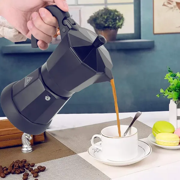 Cafetière Expresso Electrique Cafetière Moka Cafetière Expresso Aluminium Noir 6 Tasses 300ml