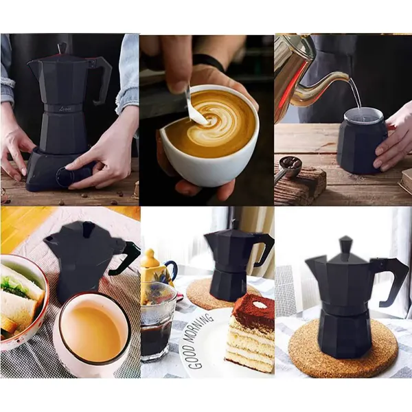 Cafetière Expresso Electrique Cafetière Moka Cafetière Expresso Aluminium Noir 6 Tasses 300ml Cafetière Expresso Electrique Cafetière Moka Cafetière Expresso Aluminium Noir 6 Tasses 300ml