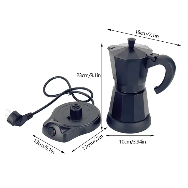 Cafetière Expresso Electrique Cafetière Moka Cafetière Expresso Aluminium Noir 6 Tasses 300ml