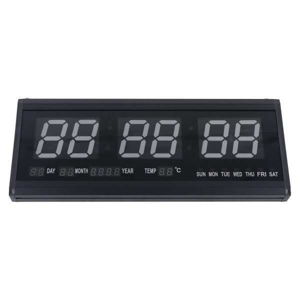 Horloge murale numérique LED avec date et affichage de la température - 480 x 190 x 30 mm