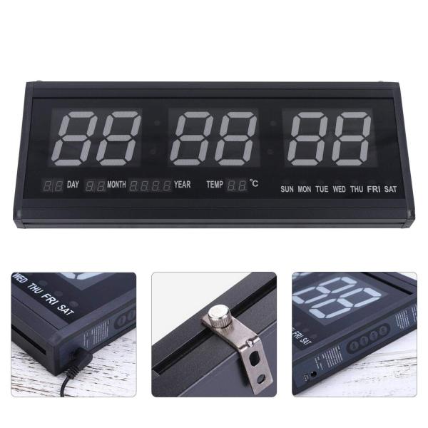 Horloge murale numérique LED avec date et affichage de la température - 480 x 190 x 30 mm