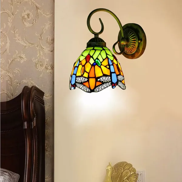 Applique murale LED en verre coloré pour couloir- lumière libellule- éclairage avant E27 Galerie Applique murale Passage