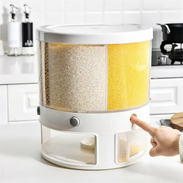 Distributeur de céréales 6 en 1 - Distributeur de riz - Boîtes de conservation - Distributeur de céréales avec verre doseur pour farine, sucre, riz