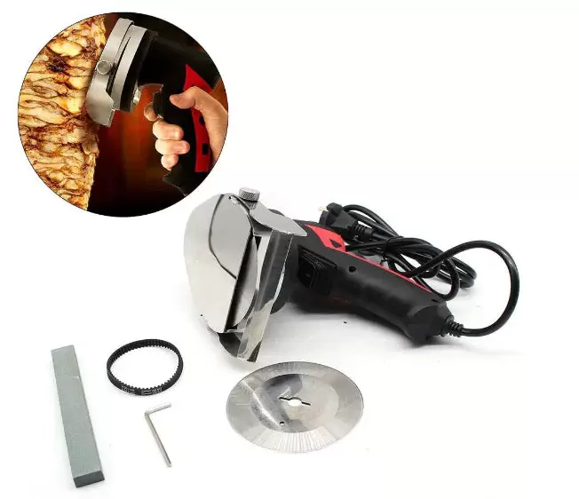80W draagbare elektrische kebabsnijder - verstelbare snijbreedte 1-8 mm - draagbaar gyromes met vervangend mes
