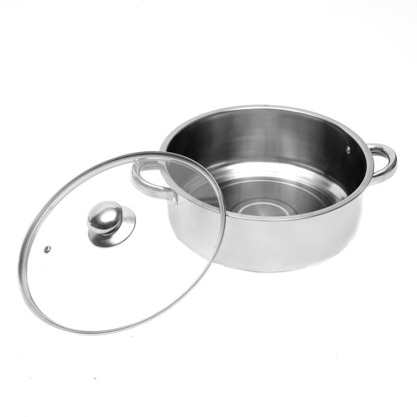26 cm Cuiseur vapeur en acier inoxydable 5 récipients de cuisson à vapeur avec couvercle en verre