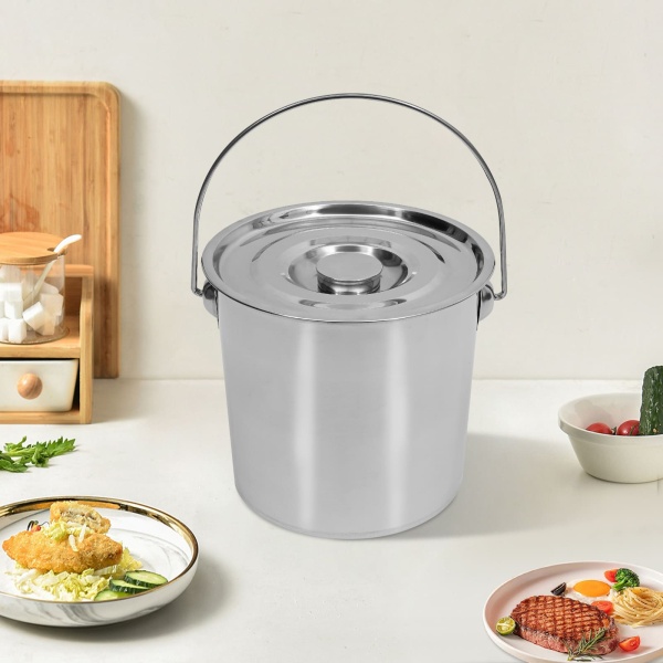 Seau à glace en acier inoxydable avec couvercle 6/12/20 l pour lait, aliments et aliments