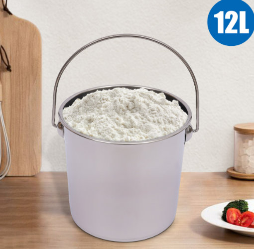 Seau à glace en acier inoxydable avec couvercle 6/12/20 litres pour aliments pour animaux, lait et denrées alimentaires