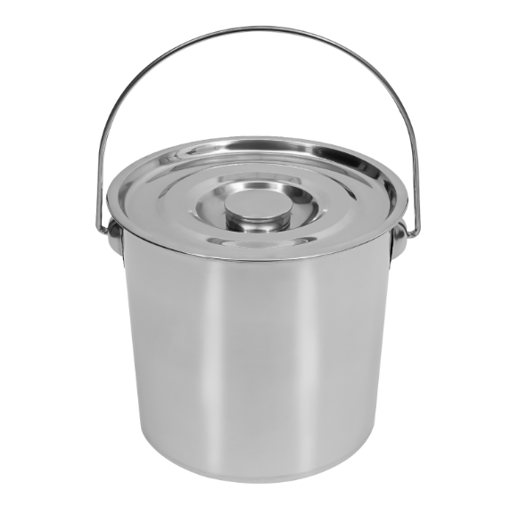 Seau à glace en acier inoxydable avec couvercle 6/12/20 litres pour aliments pour animaux, lait et denrées alimentaires