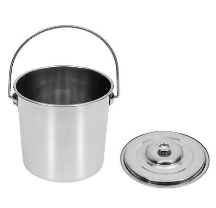 Seau à glace en acier inoxydable avec couvercle 6/12/20 litres pour aliments pour animaux, lait et denrées alimentaires