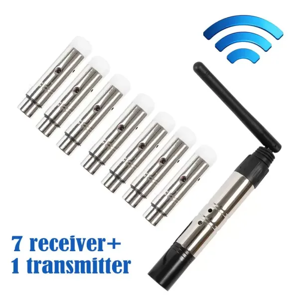 DMX512 Lot de 8 émetteurs et 7 récepteurs 2,4 G ISM sans fil pour éclairage de scène