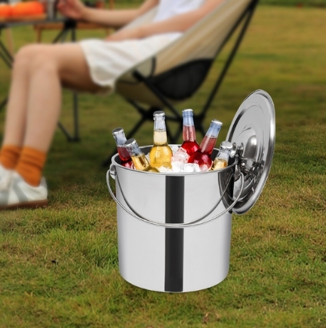 20L Seau en inox avec couvercle Seau en inox pour la cuisine Seau en inox pour le lait