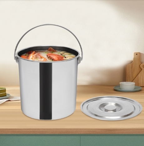20L Seau en inox avec couvercle Seau en inox pour la cuisine Seau en inox pour le lait