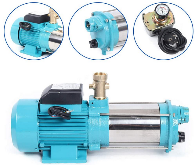 Pompe de jardin 1300 W 9,8 bar Pompe centrifugeuse Interrupteur de pression 5 jours Pompe centrifuge  6000 l/h avec manomètre