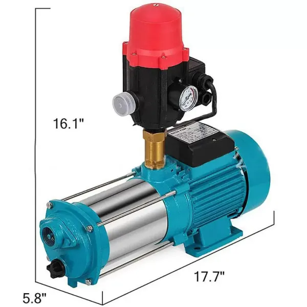 Pompe centrifuge en acier inoxydable - 1300 W - 9,8 bar - Pompe à jet - Pompe de jardin avec disjoncteur thermique intégré
