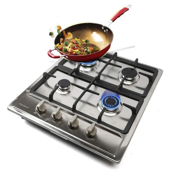 Cuisinière à gaz de 23 pouces à 4 brûleurs cuisinière à gaz Cuisinière intégrée pour gaz naturel et gaz propane, acier inoxydable au gaz naturel