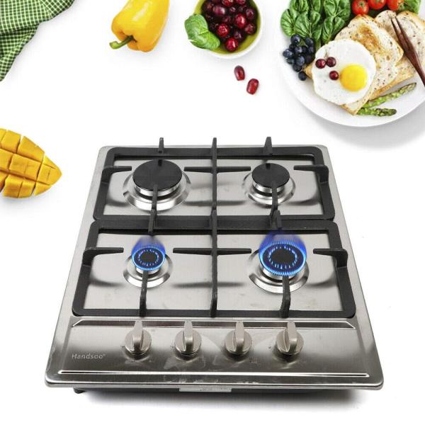 Cuisinière à gaz de 23 pouces à 4 brûleurs cuisinière à gaz Cuisinière intégrée pour gaz naturel et gaz propane, acier inoxydable au gaz naturel