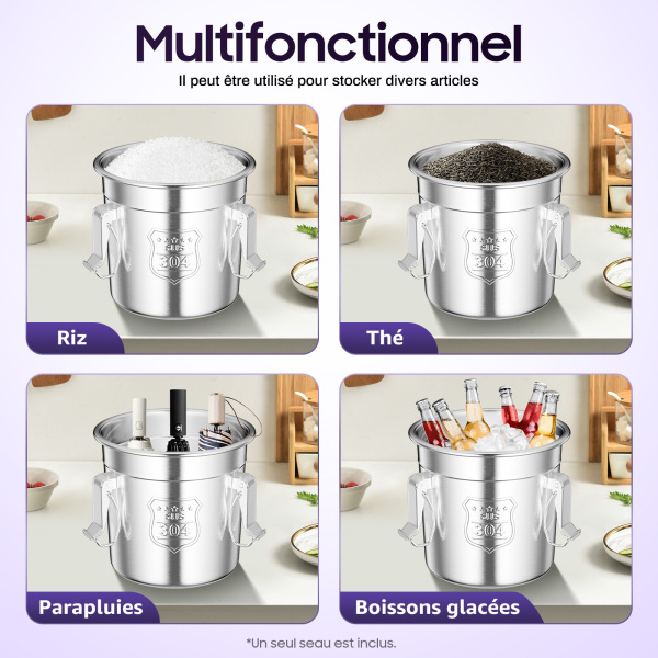 Récipient à céréales en acier inoxydable 6 L/12 l pour la cuisine et la farine d'huile Récipient à céréales en acier inoxydable 6 L/12 l pour la cuisine et la farine d'huile