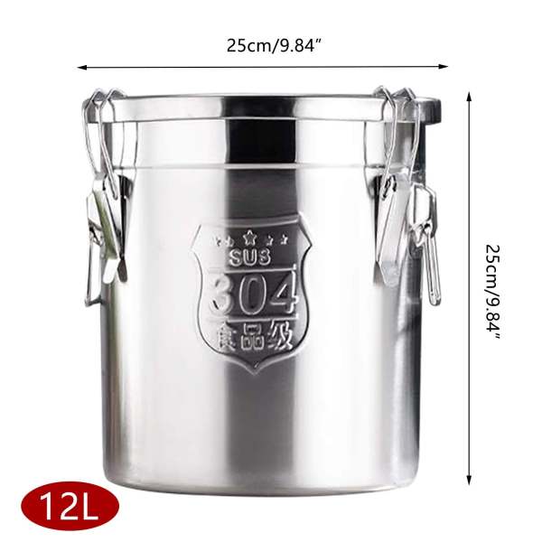 Récipient à céréales en acier inoxydable 6 L/12 l pour la cuisine et la farine d'huile