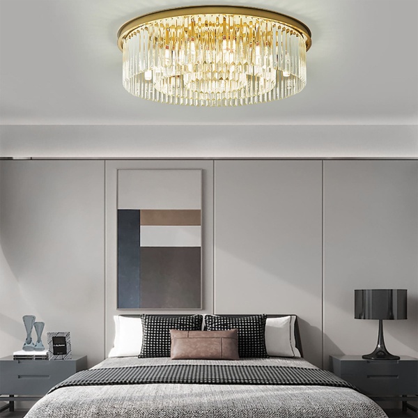 Plafonnier en cristal moderne de luxe - 8 x E14 - Pour chambre à coucher, salon - 110-220 V