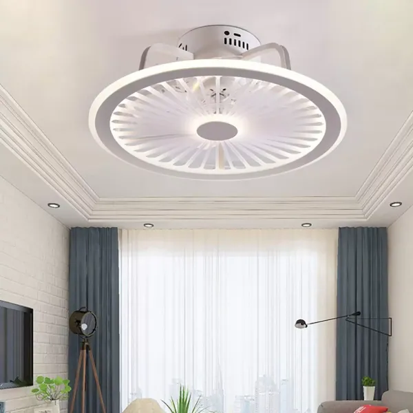Ventilateur de plafond 48 x 18 cm avec éclairage LED moderne plafonnier lumière variable fans plafonniers avec télécommande