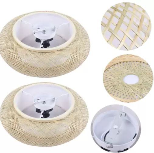 40cm geweven bamboe plafondlamp hanglamp natuurlijke retro lampenkap slaapkamerlamp 3 x E27 voor eetkamerlamp, woonkamerlamp zonder lamp