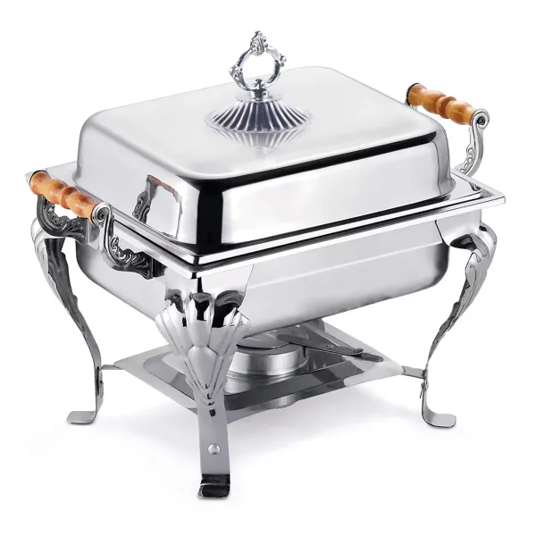 Réchaud en acier inoxydable pour traiteur, buffet et et fêtes avec récipient - couvercle 42 x 29 x 32 cm