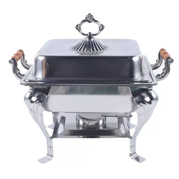 Réchaud en acier inoxydable pour traiteur, buffet et et fêtes avec récipient - couvercle 42 x 29 x 32 cm