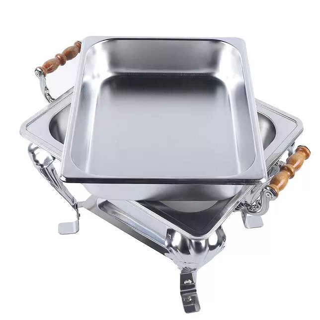 RVS warmer voor horeca, buffetten en feesten met houder - deksel 42 x 29 x 32 cm