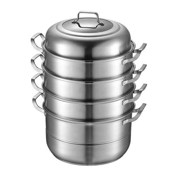 Lot de 5 marmites à vapeur en acier inoxydable avec couvercle en verre - 56 x 32 x 32 cm - Durable - Ne se déforme pas facilement.