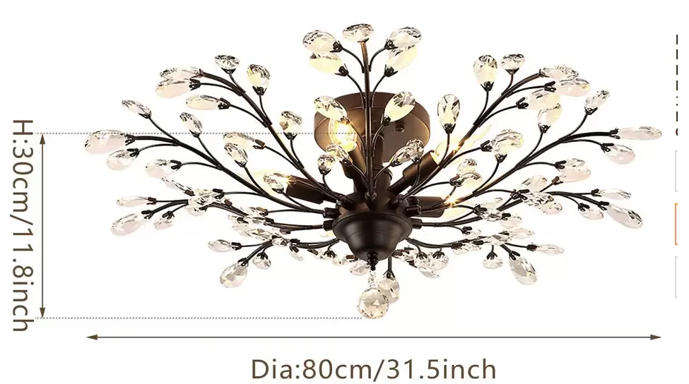 Antieke metalen en kristallen kroonluchter - plafondlamp - klassieke bloemvormverlichting - 5 E14-lampen