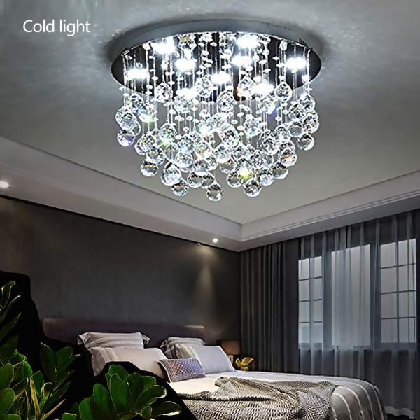 Lustre moderne K9 à 9 lumières en cristal - Lustre encastré moderne pour chambre à coucher, salle à manger, salon