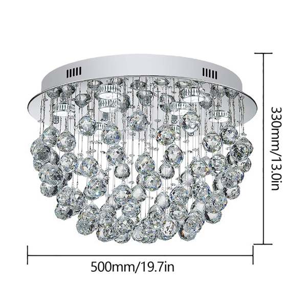 Lustre moderne K9 à 9 lumières en cristal - Lustre encastré moderne pour chambre à coucher, salle à manger, salon