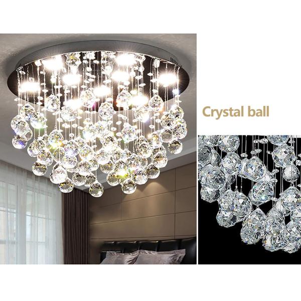 Lustre moderne K9 à 9 lumières en cristal - Lustre encastré moderne pour chambre à coucher, salle à manger, salon