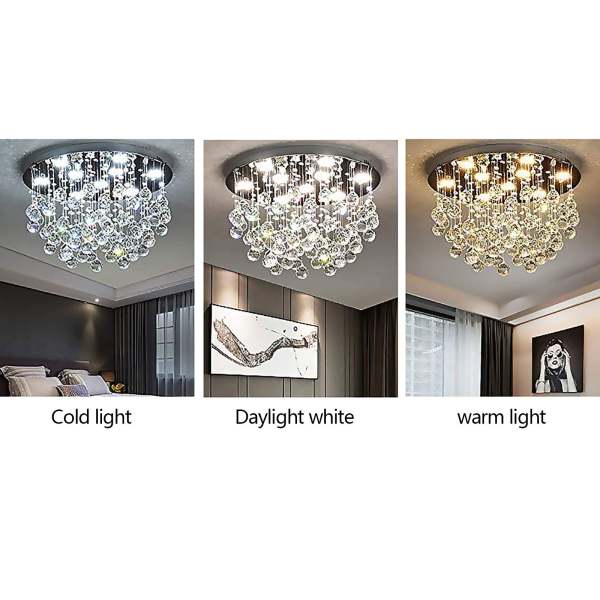 Lustre moderne K9 à 9 lumières en cristal - Lustre encastré moderne pour chambre à coucher, salle à manger, salon