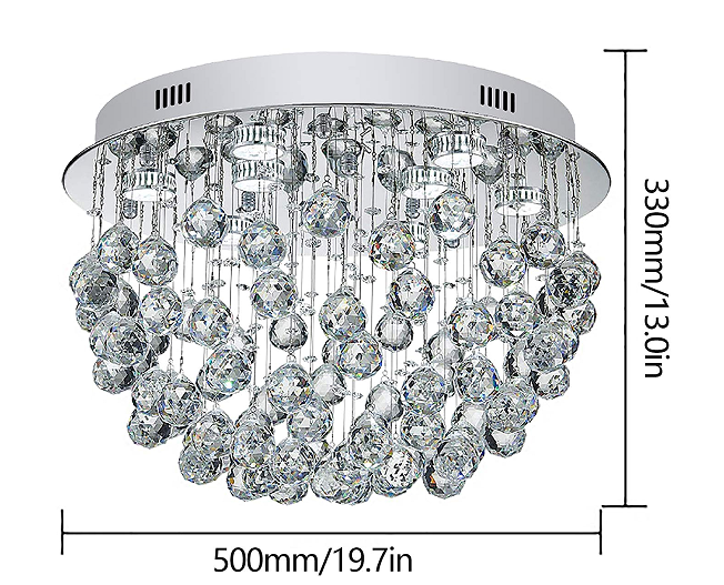 Lustre moderne K9 à 9 lumières en cristal - Lustre encastré moderne pour chambre à coucher, salle à manger, salon