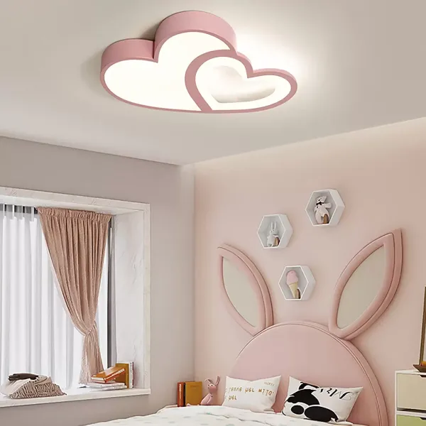 Plafonnier Moderne Bébé Avec télécommande Dimmable Nursery Acrylique Abat-Jour Décoratif Chambre Lustre Rose 55Cm (rose)