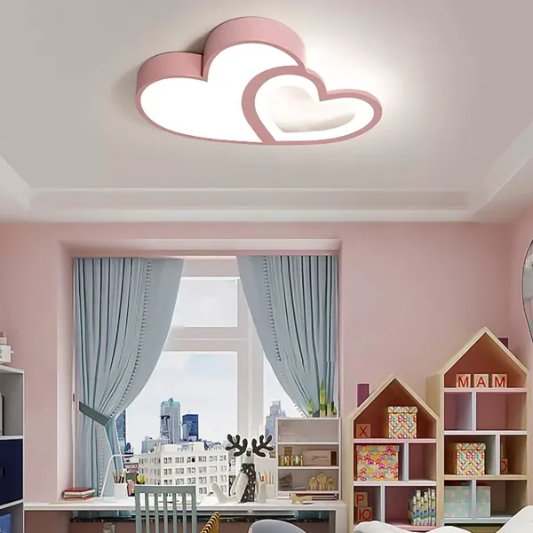 Plafonnier Moderne Bébé Avec télécommande Dimmable Nursery Acrylique Abat-Jour Décoratif Chambre Lustre Rose 55Cm (rose)