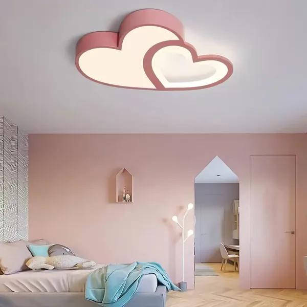 Plafonnier Moderne Bébé Avec télécommande Dimmable Nursery Acrylique Abat-Jour Décoratif Chambre Lustre Rose 55Cm (rose)