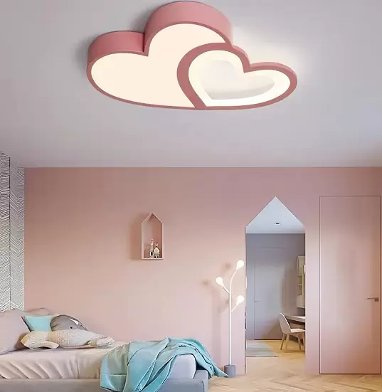 LED Cartoon Plafonnier Moderne Bébé Plafonnier Télécommande Dimmable Nursery Lampe Chambre Lampe Acrylique Abat-Jour Décoratif Plafonnier Garçons Filles Chambre Lustre Rose 55Cm (rose)