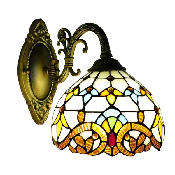 Applique murale rétro style maison de campagne Tiffany - Lampe de chevet avec interrupteur à tirette