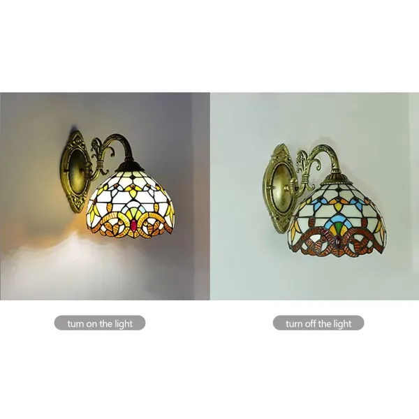 Applique murale rétro style maison de campagne Tiffany - Lampe de chevet avec interrupteur à tirette Applique murale rétro style maison de campagne Tiffany - Lampe de chevet avec interrupteur à tirette