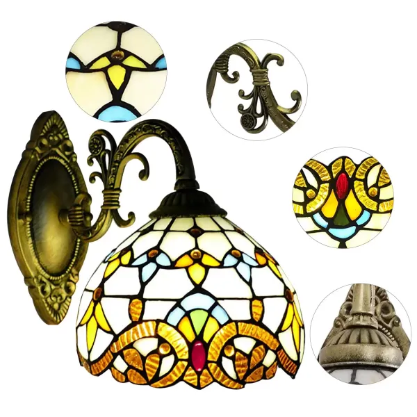 Applique murale rétro style maison de campagne Tiffany - Lampe de chevet avec interrupteur à tirette Applique murale rétro style maison de campagne Tiffany - Lampe de chevet avec interrupteur à tirette